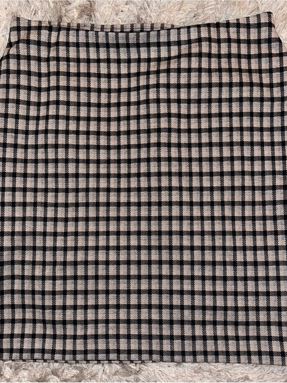 J.Jill Ponte Plaid Pencil Skirt Black Gray Size Medium Stretch Career Workwear